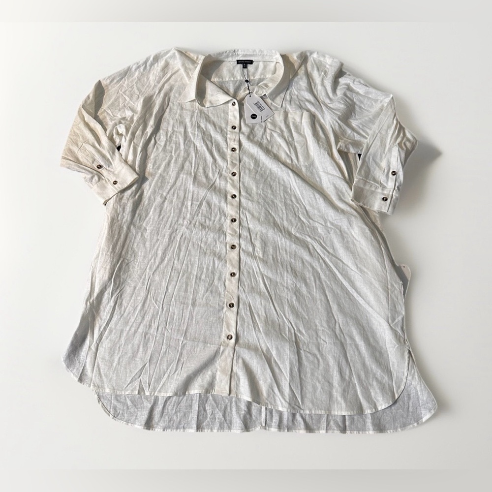 Universal Standard Sea Side Button-Up Shirt Dress Linen Blend Boho  XL 14-16 - Picture 7 of 10